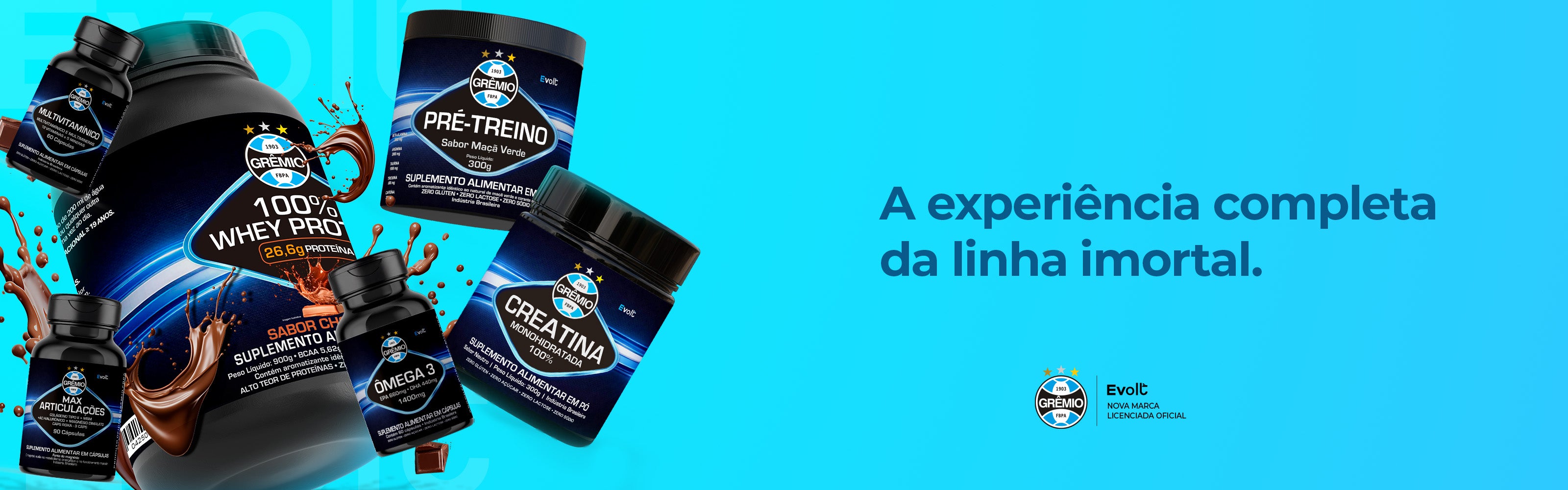 Kit Lendário — Whey Protein + Creatina + Pré-Treino + Multivitamínico + Ômega 3 + Articulações